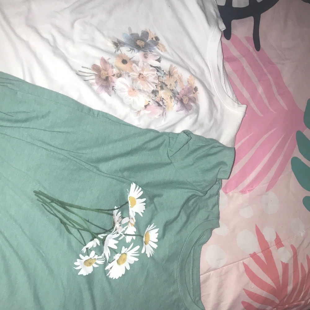 Blue & white flower shirts